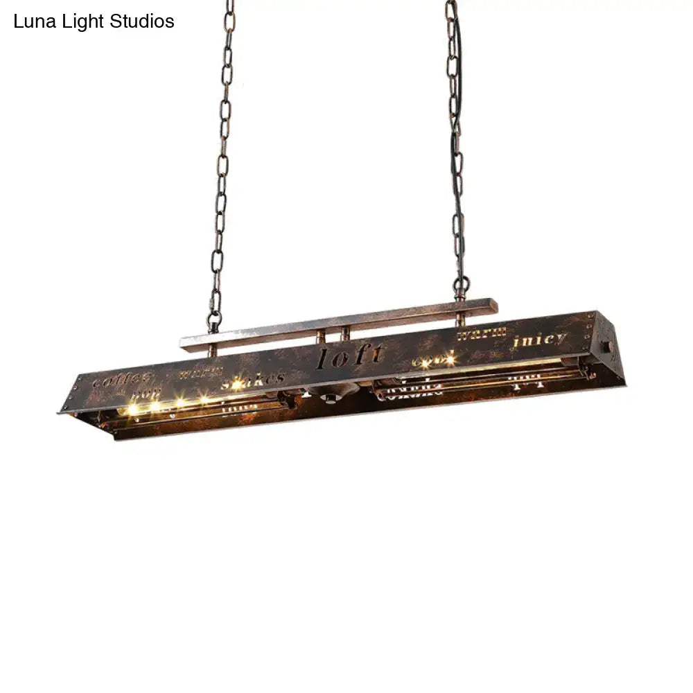 Industrial brass island pendant light kitchen etched metal lamp