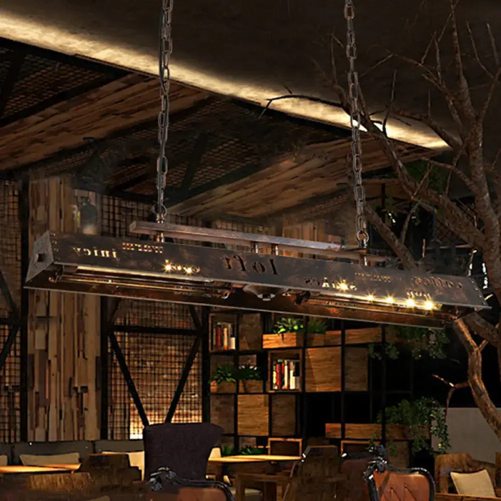 Industrial brass island pendant light kitchen etched metal lamp
