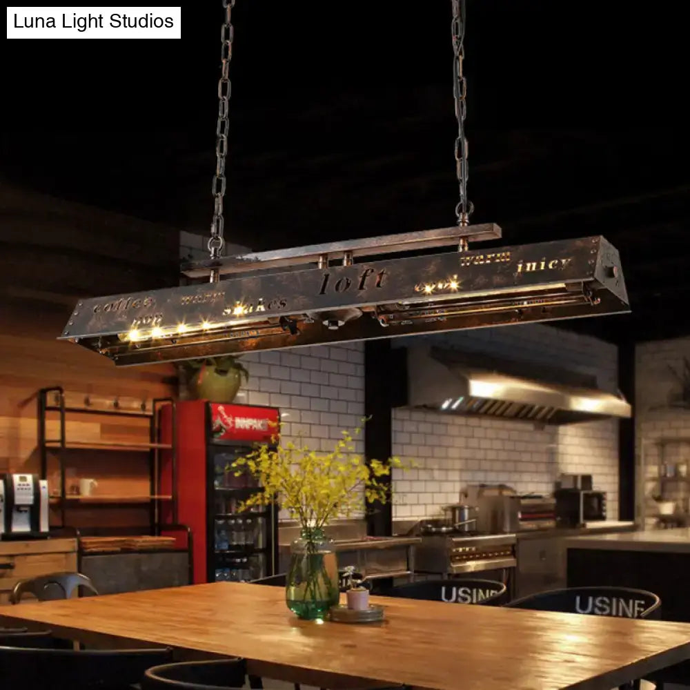 Industrial brass island pendant light kitchen etched metal lamp
