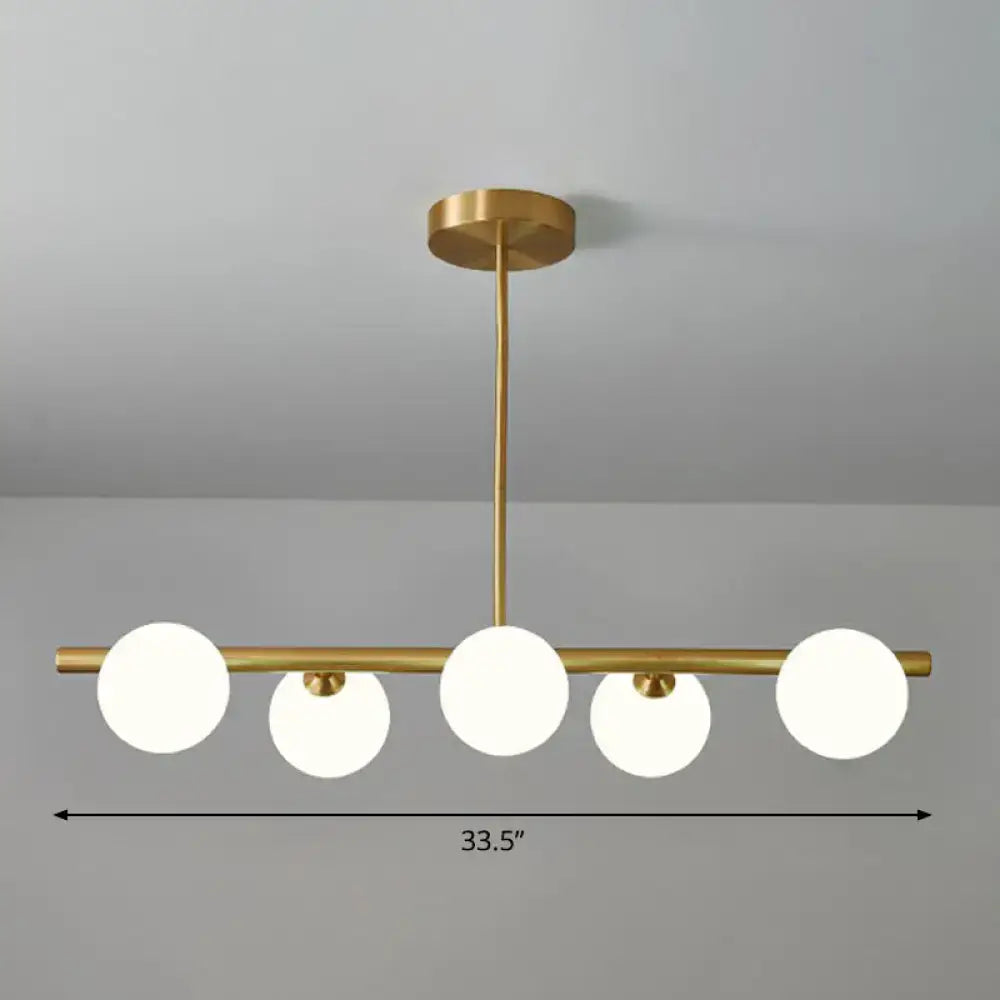 Modern brass glass sphere island pendant light for dining room