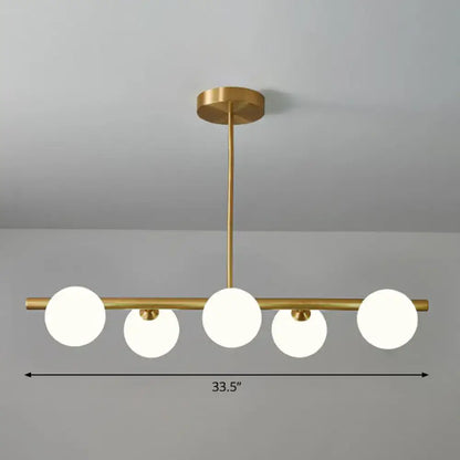 Modern brass glass sphere island pendant light for dining room