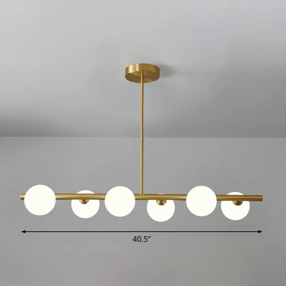 Modern brass glass sphere island pendant light for dining room
