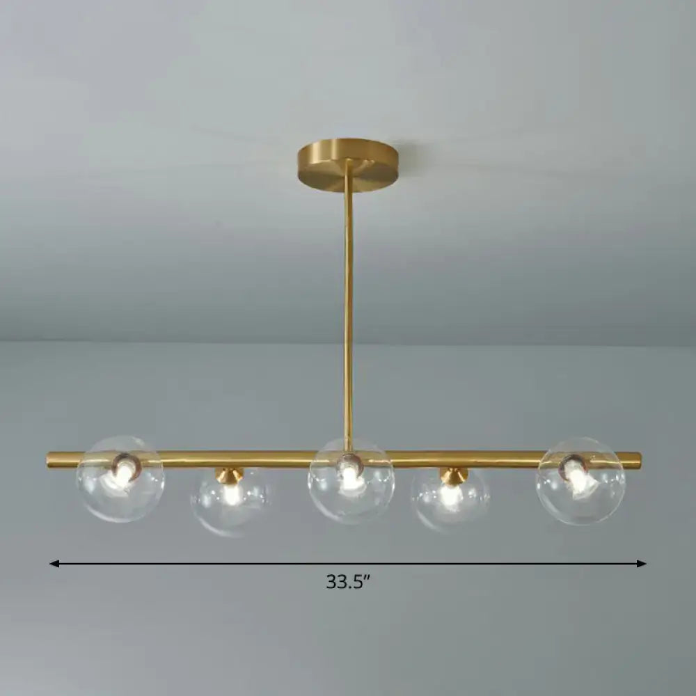 Modern brass glass sphere island pendant light for dining room