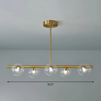 Modern brass glass sphere island pendant light for dining room