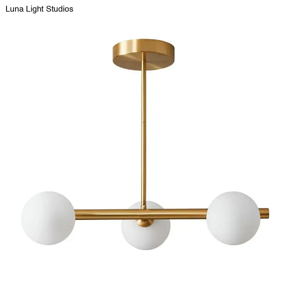 Modern brass glass sphere island pendant light for dining room