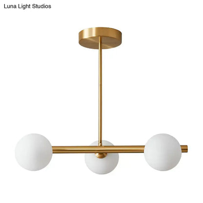 Modern brass glass sphere island pendant light for dining room