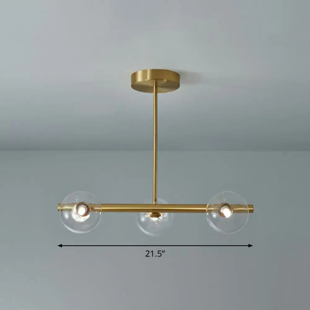 Modern brass glass sphere island pendant light for dining room