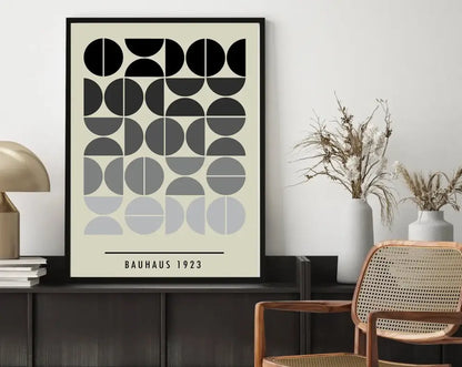 Bauhaus blue bright geometric canvas print living room wall decor