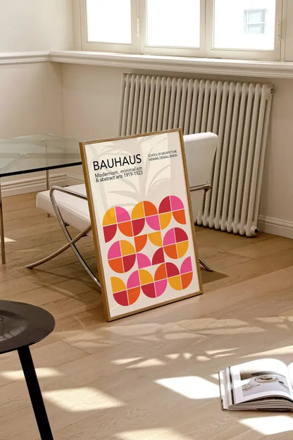 Bauhaus blue bright geometric canvas print living room wall decor