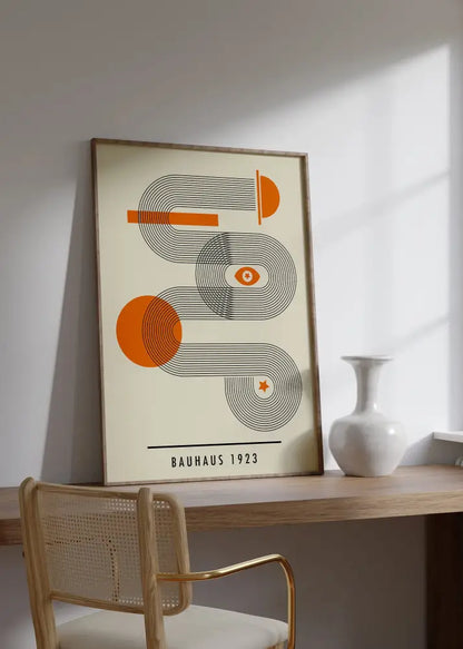 Bauhaus blue bright geometric canvas print living room wall decor