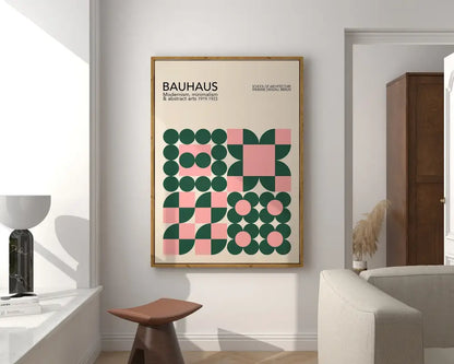 Bauhaus blue bright geometric canvas print living room wall decor