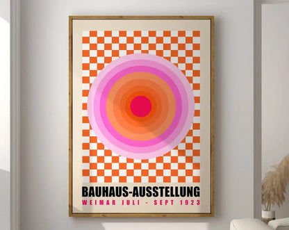 Bauhaus red & blue geometric eye canvas print living room wall art