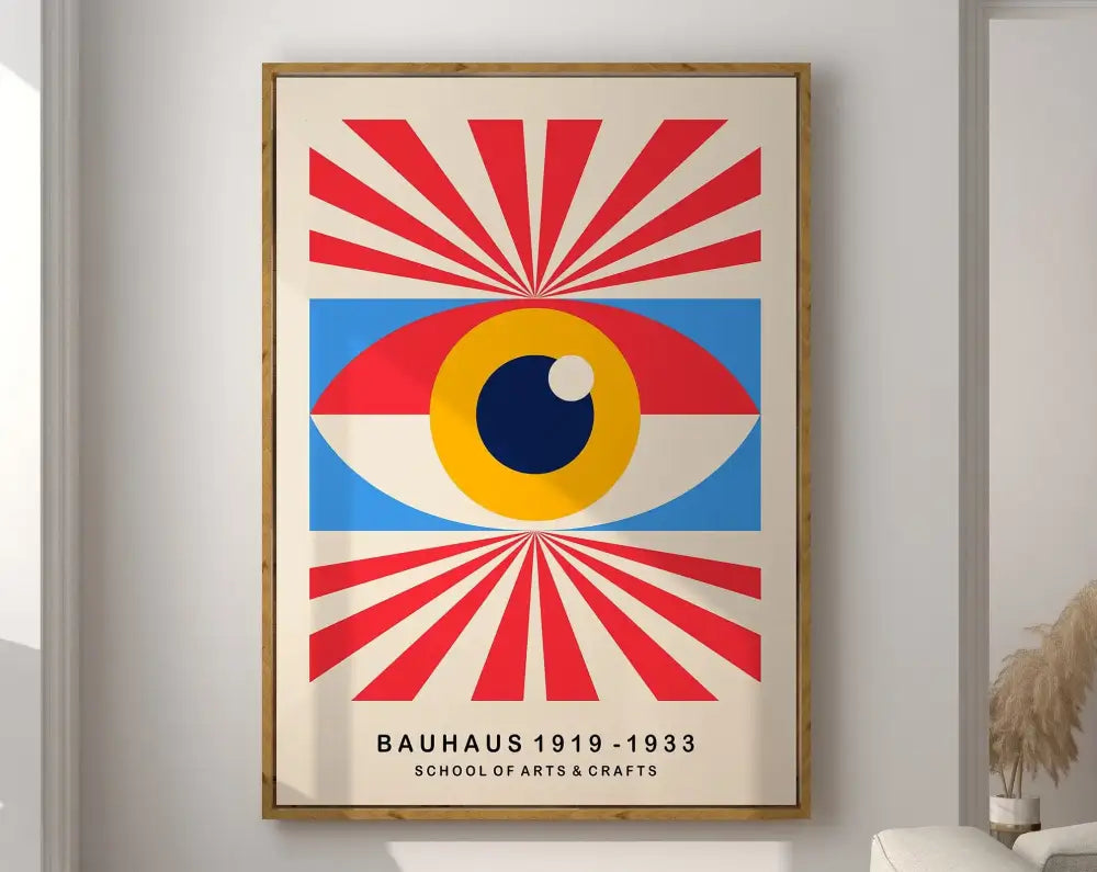 Bauhaus red & blue geometric eye canvas print living room wall art