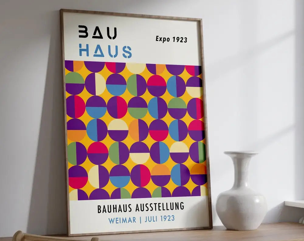 Bauhaus red & blue geometric eye canvas print living room wall art