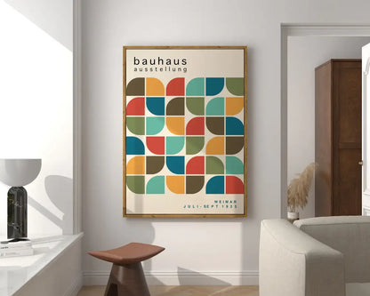 Bauhaus red & blue geometric eye canvas print living room wall art