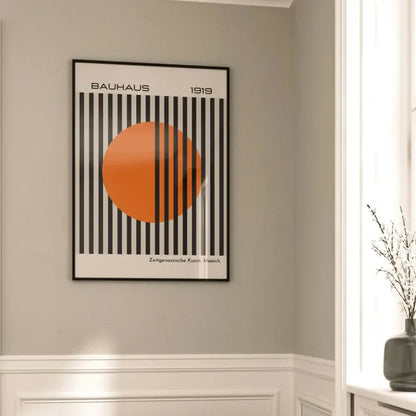Bauhaus bright orange stripe poster living room wall decor