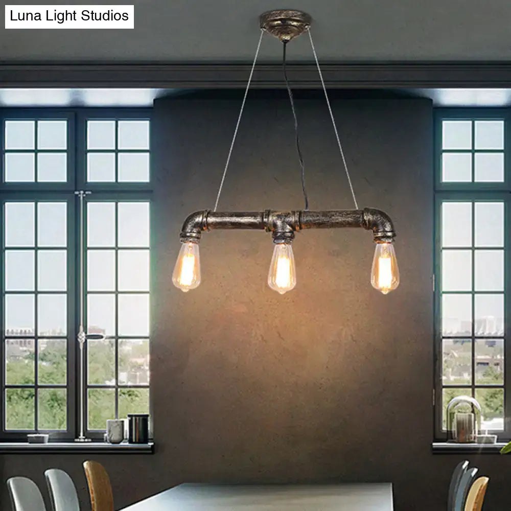 Steampunk bronze water pipe island light kitchen edison pendant