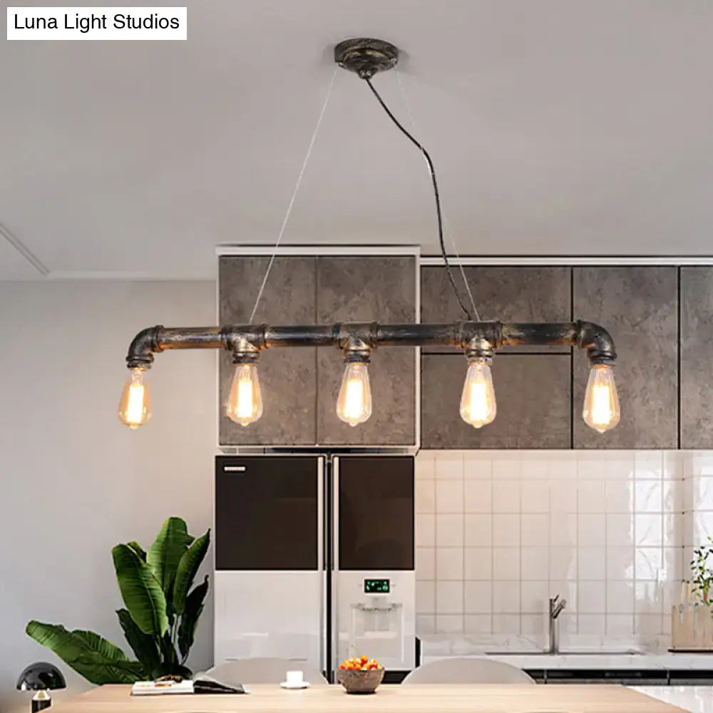Steampunk bronze water pipe island light kitchen edison pendant