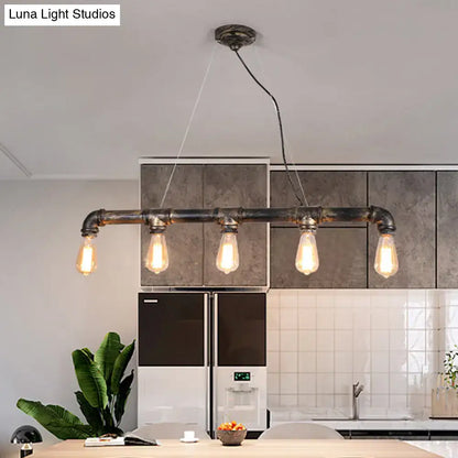 Steampunk bronze water pipe island light kitchen edison pendant