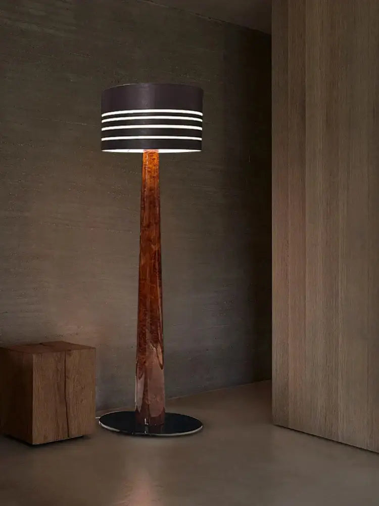 brown leather wooden floor lamp for living room
