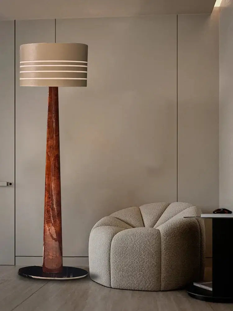 brown leather wooden floor lamp for living room