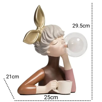 bubble girl resin night light bedroom desk ornament