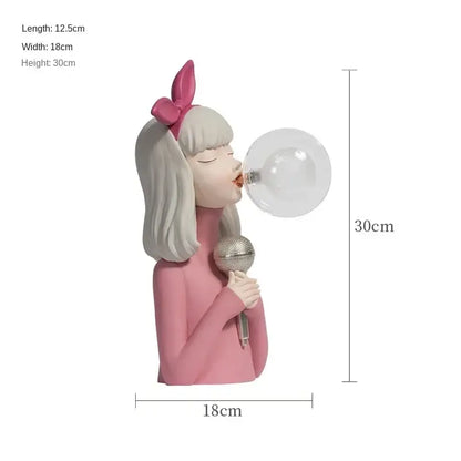 bubble girl resin night light bedroom desk ornament
