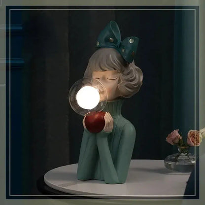 bubble girl resin night light bedroom desk ornament