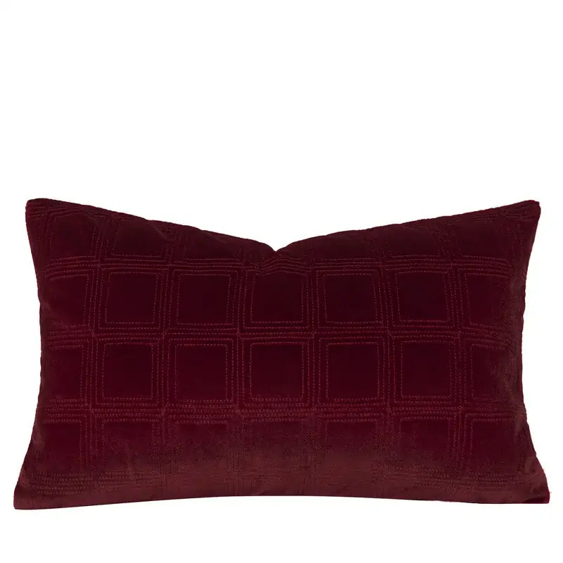 burgundy velvet geometric embroidered bed runner bedroom