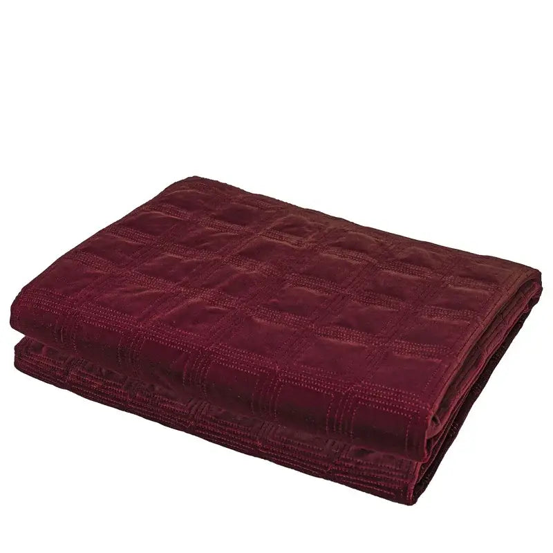 burgundy velvet geometric embroidered bed runner bedroom