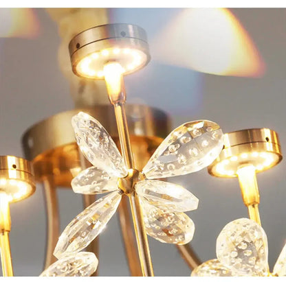 butterfly chandelier gold crystal flower dining room light