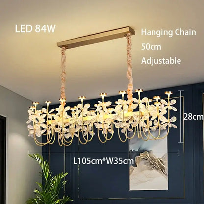 butterfly chandelier gold crystal flower dining room light
