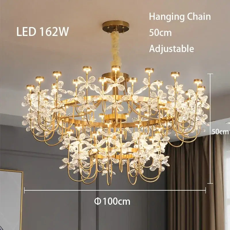 butterfly chandelier gold crystal flower dining room light