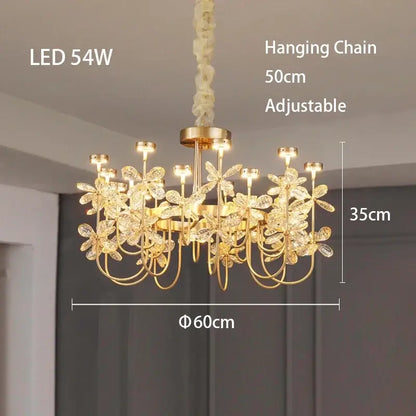 butterfly chandelier gold crystal flower dining room light