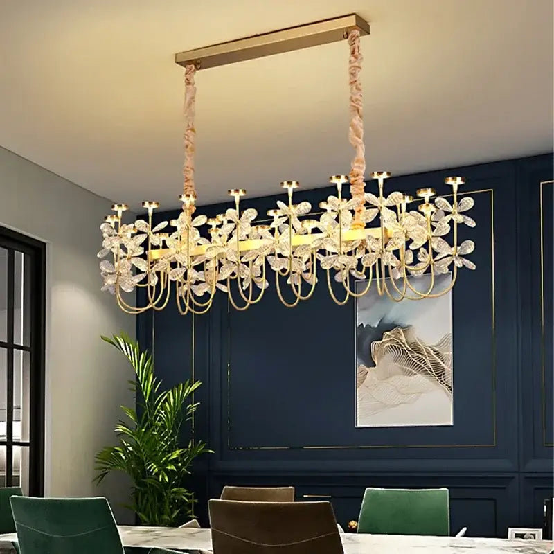 butterfly chandelier gold crystal flower dining room light