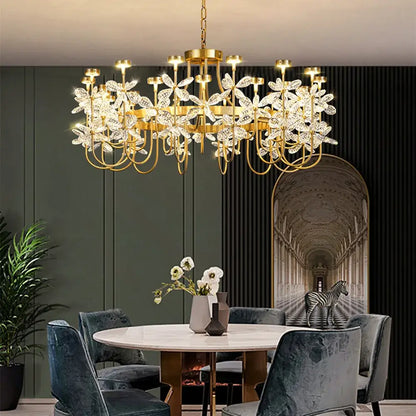 butterfly chandelier gold crystal flower dining room light