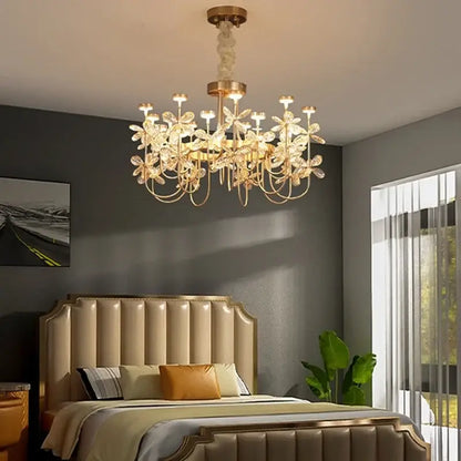 butterfly chandelier gold crystal flower dining room light