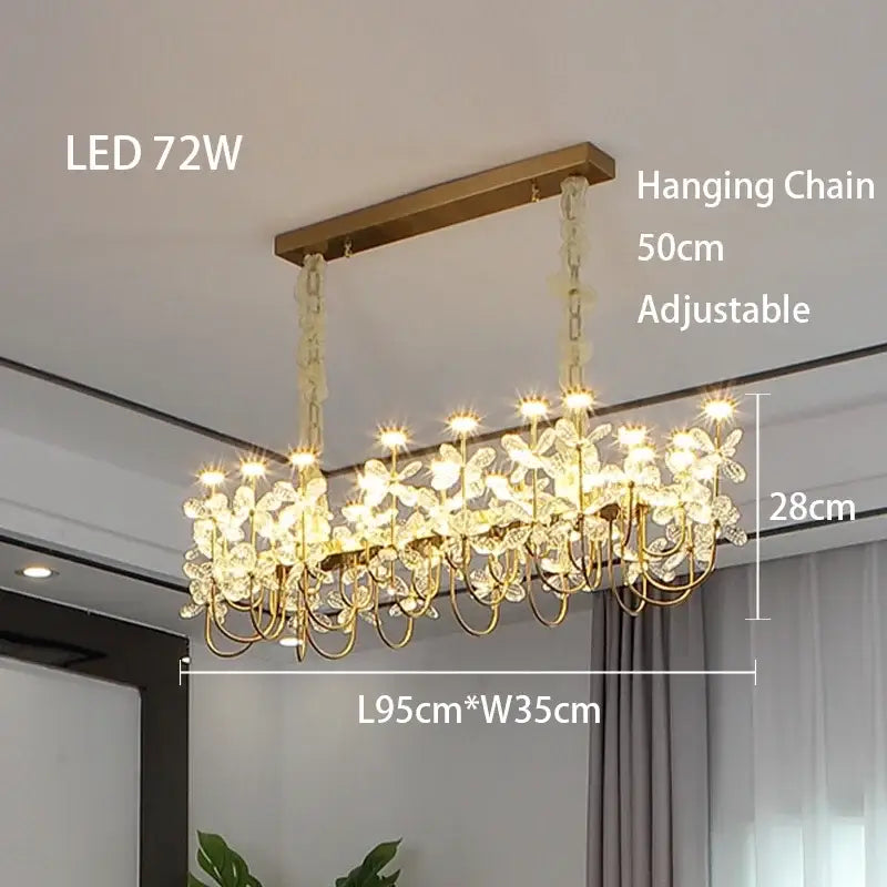 butterfly chandelier gold crystal flower dining room light