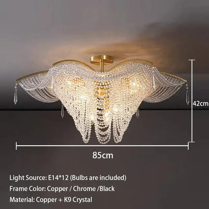 butterfly crystal bead large gold chandelier living room