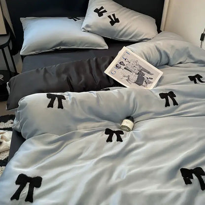 butterfly embroidered black & white pi pillow bedroom decor