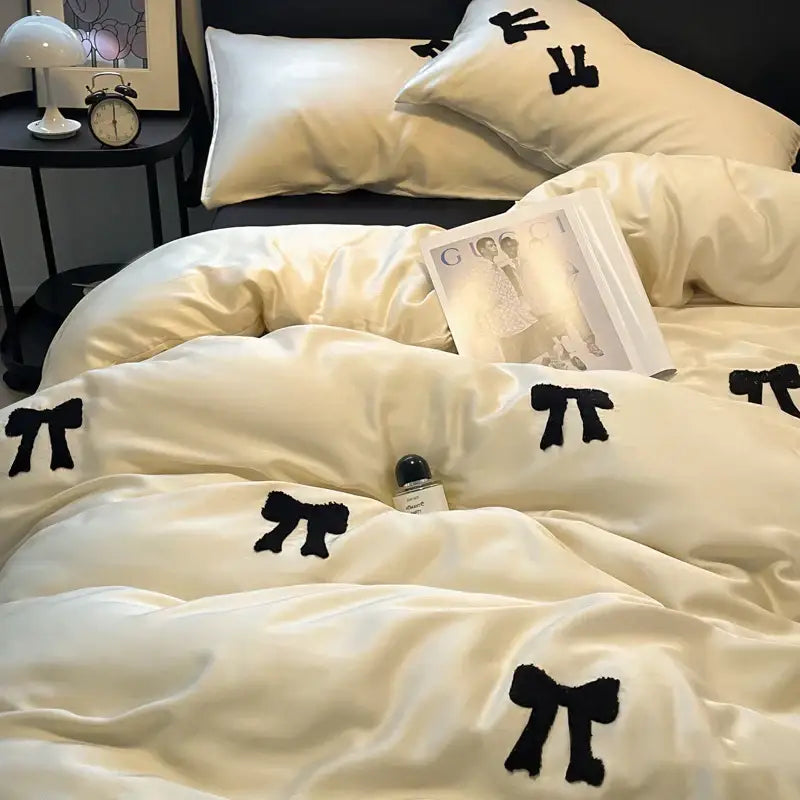 butterfly embroidered black & white pi pillow bedroom decor
