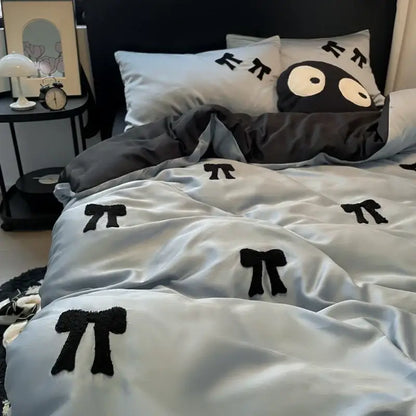 butterfly embroidered black & white pi pillow bedroom decor