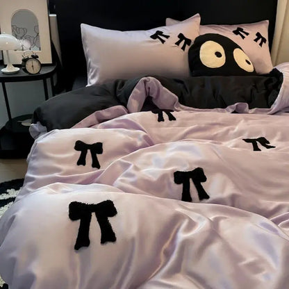 butterfly embroidered black & white pi pillow bedroom decor
