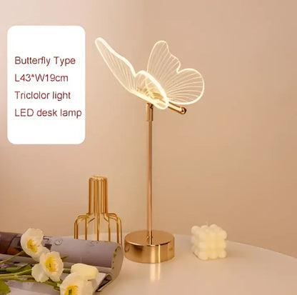 butterfly gold acrylic led desk lamp for living room
