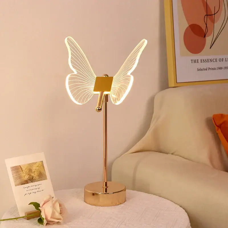 butterfly gold acrylic led desk lamp for living room