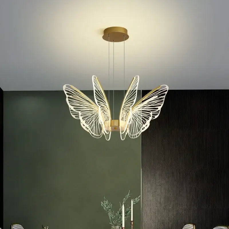butterfly led chandelier gold pendant light for bedroom