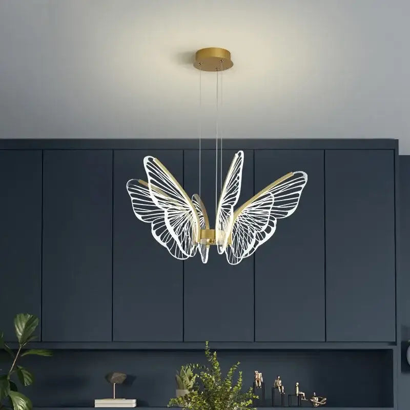 butterfly led chandelier gold pendant light for bedroom