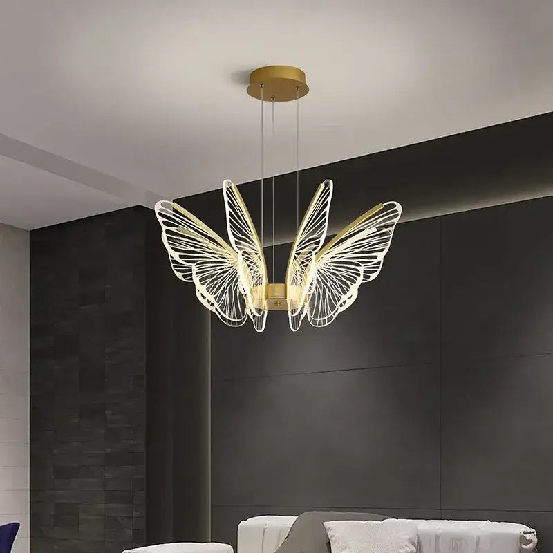 butterfly led chandelier gold pendant light for bedroom