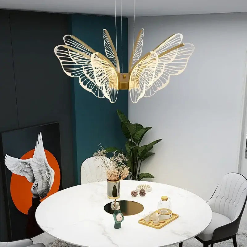 butterfly led chandelier gold pendant light for bedroom