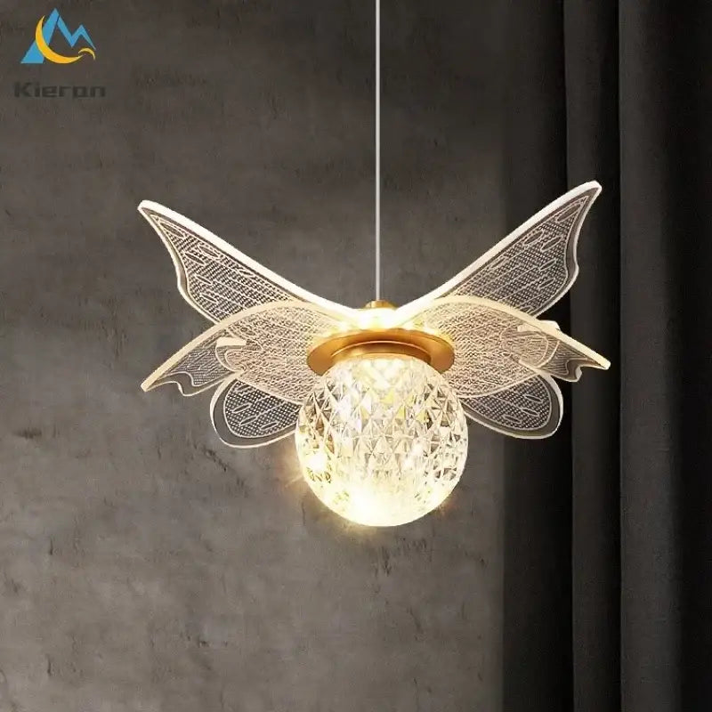 butterfly led crystal pendant light for bedroom